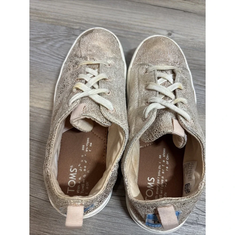 Girls 3‎ TOMS Peach Shiny Casual Shoe Sneaker